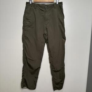 REI Hiking Pants Mens 34x32 Green Cargo Zip Pockets High Rise UPF‎ 40 100% Nylon